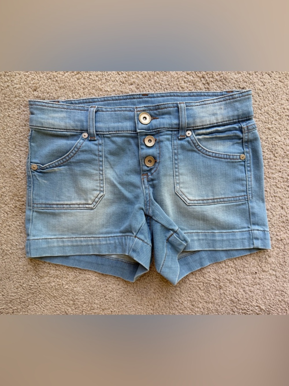 Benetton Sisley Light Blue Denim Shorts with Triple Button